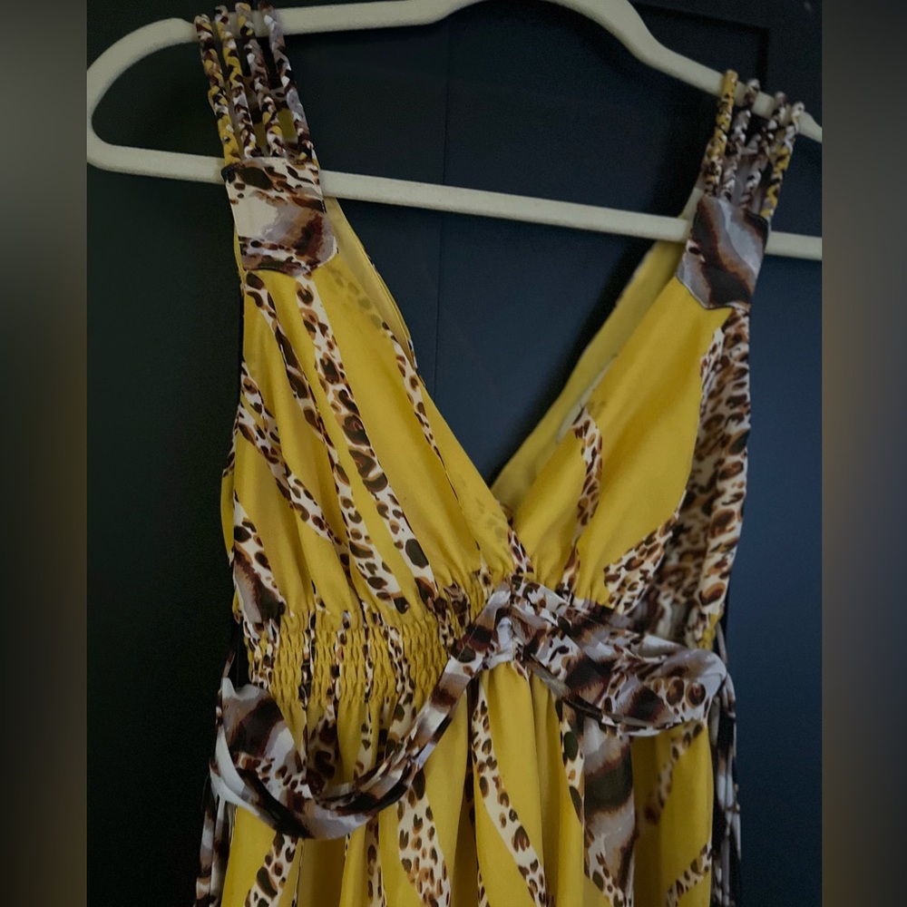 Yellow and Brown Animal Print Dress
